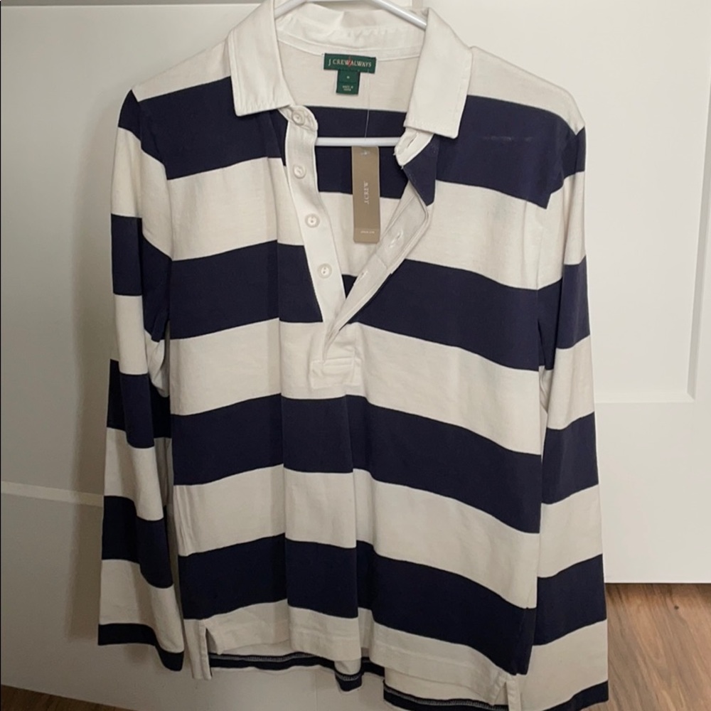 Striped long-sleeved rugby shirt